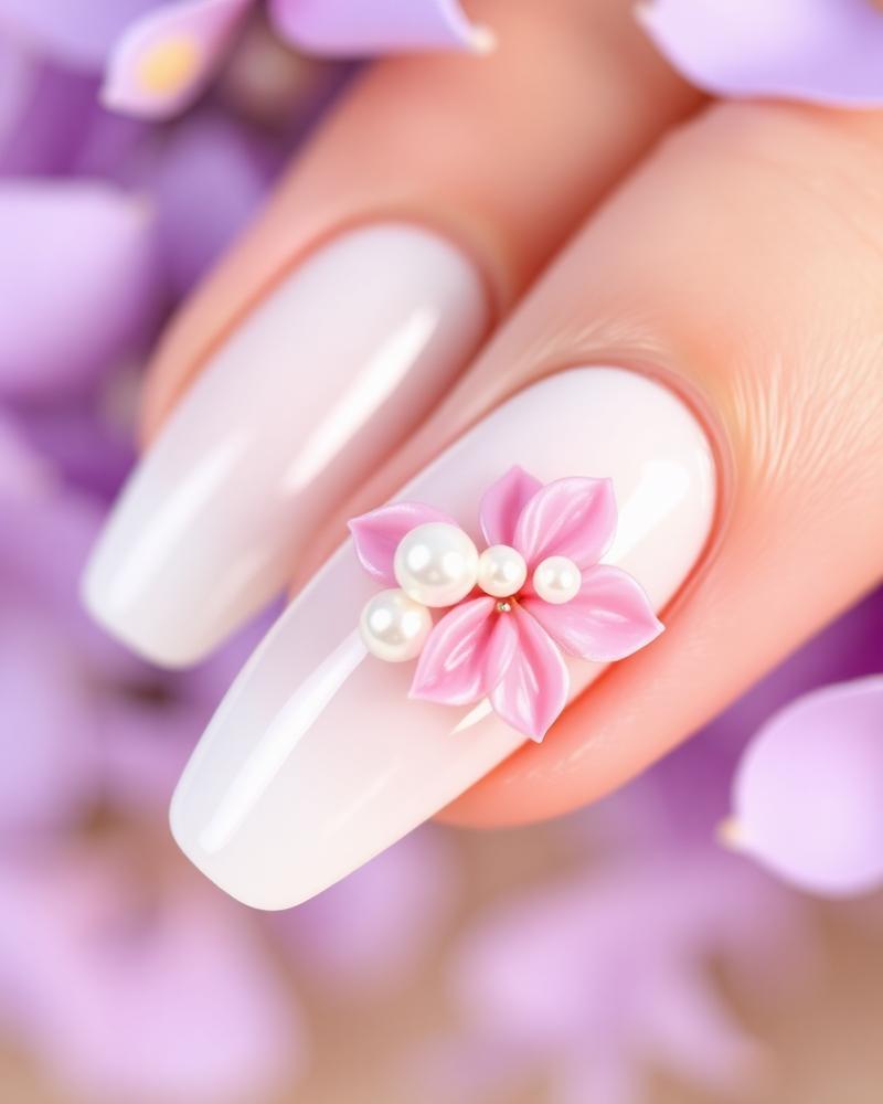 Milky white gelnagels met fijne details